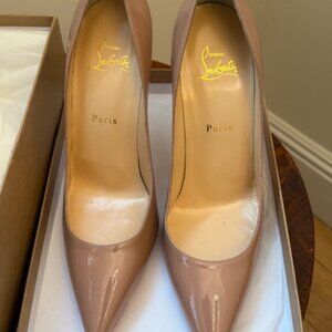 Christian Louboutin Decollete 554 100 Patent Nude Heel Size 41